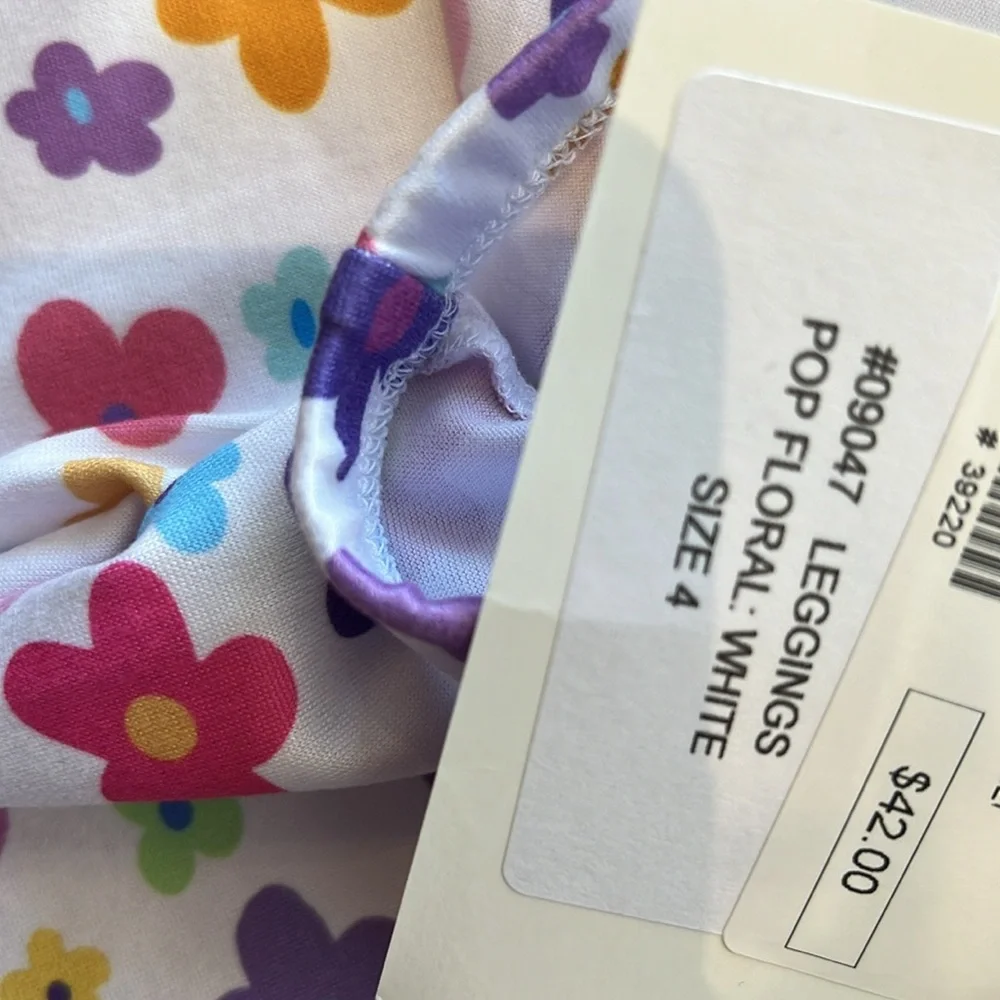 Social Butterfly white leggings with rainbow hearts toddler girl